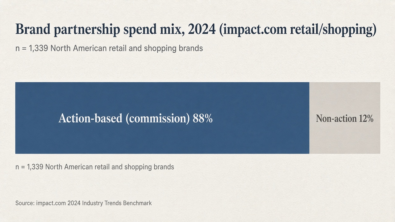 Stacked bar showing action-based vs non-action partnership spend share